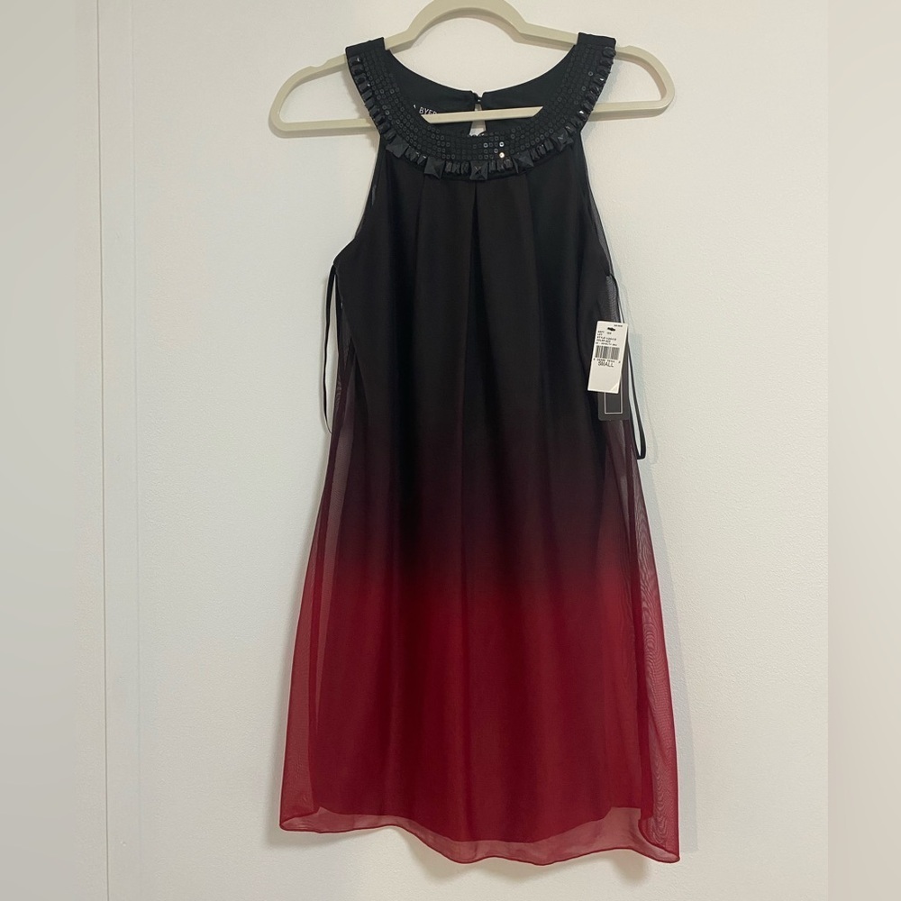 A. Byer Black and Red Gradient Mini Dress